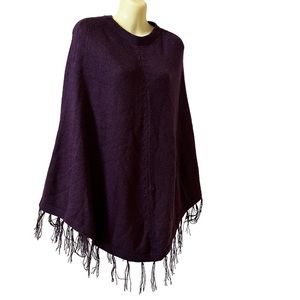 Alpaca Purple Fringed Shawl/Poncho  Women's One Size Made in Peru